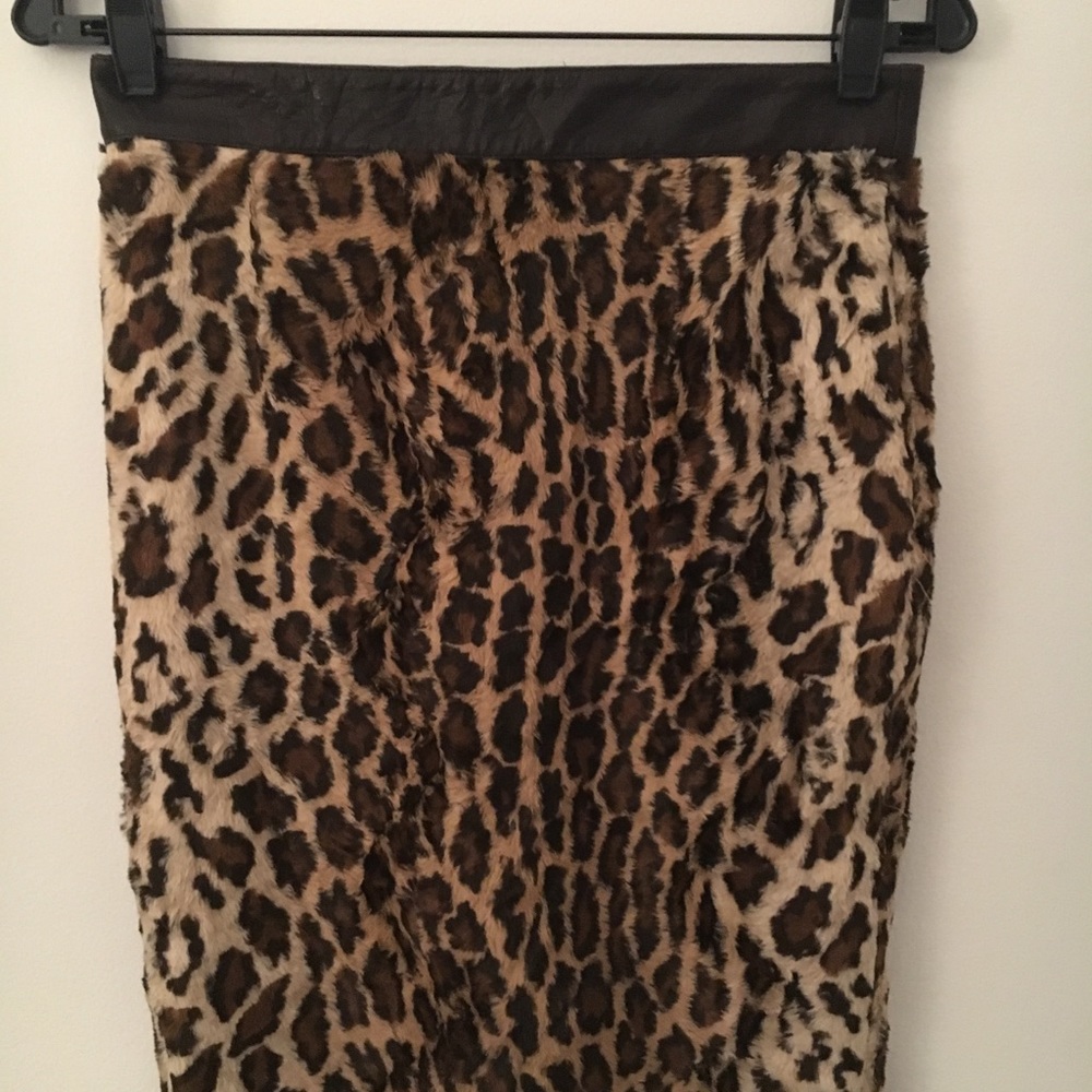 Elizabeth and James fake fur knee length skirt